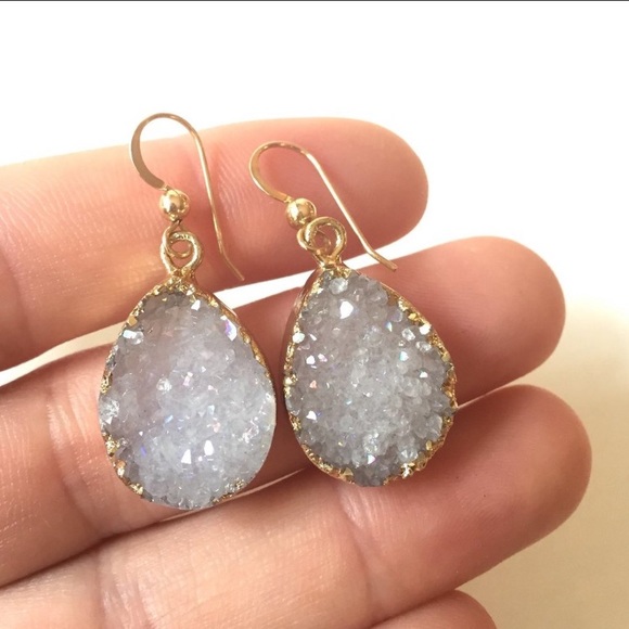 Druzy Drop Earrings - Picture 3 of 4